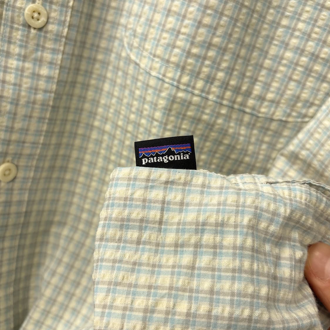 파타고니아 파스텔톤 윈도우 체크 시어서커 반팔셔츠 N1248 상품이미지6