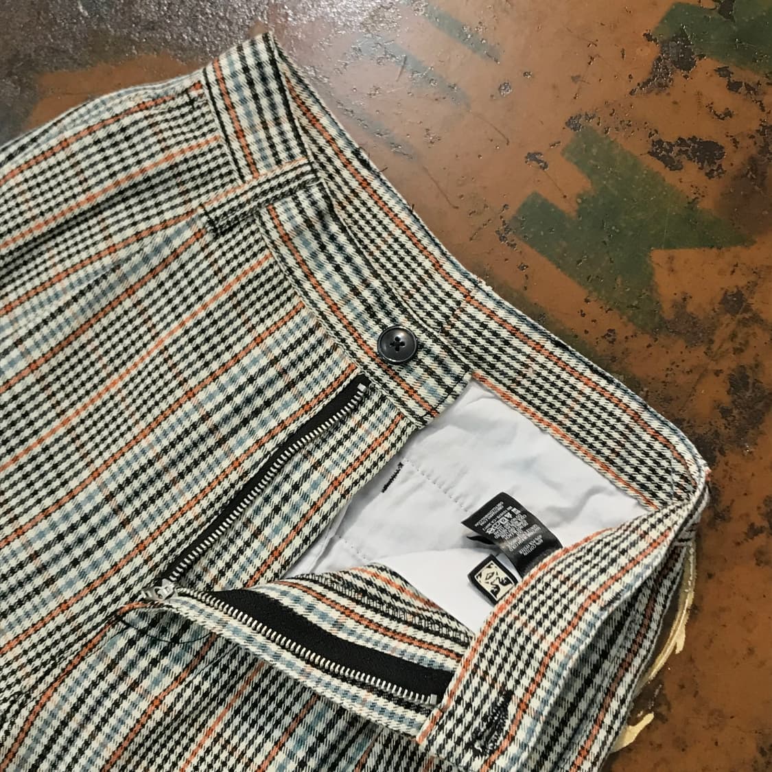 오베이 베이지 체크 원턱 코튼 팬츠 허리 24 25 사이즈 상품이미지5