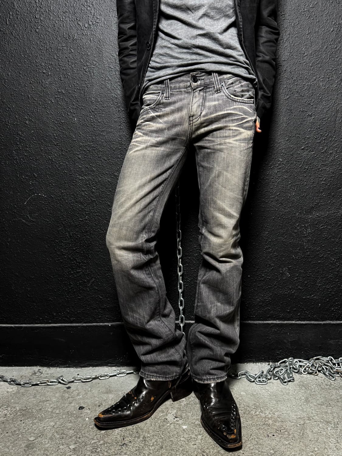 Grey Washed Bootcut Denim Pants 상품이미지1