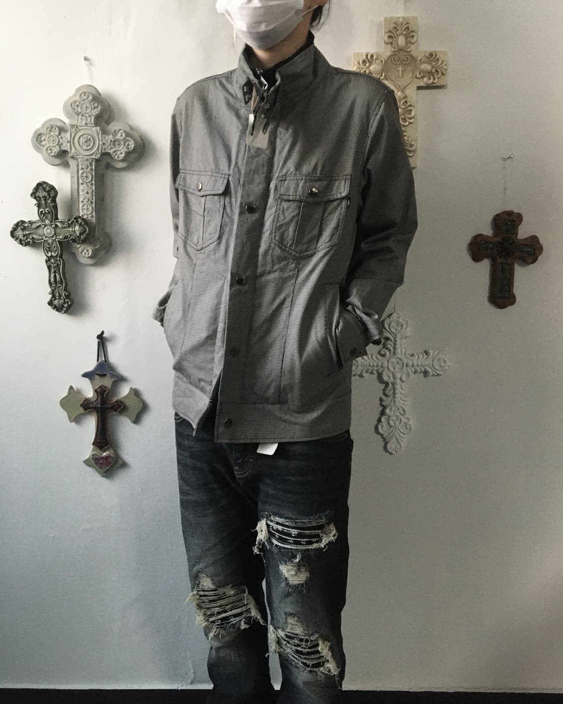 Belted point high neck jacket 상품이미지7