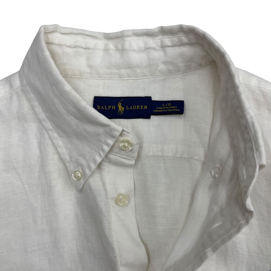 폴로 랄프로렌 네이비포니 화이트 린넨 셔츠 L 상품이미지5
