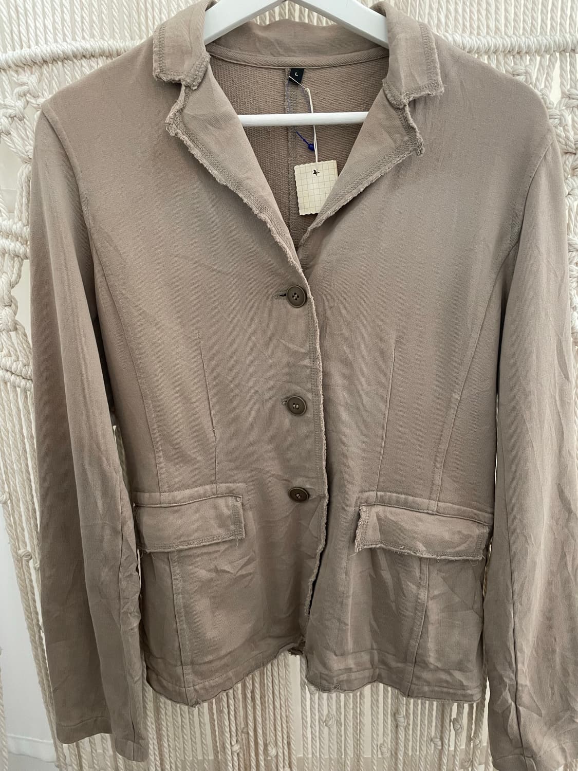 베이지 브라운 프릴 엣지 니티 자켓 상품이미지1