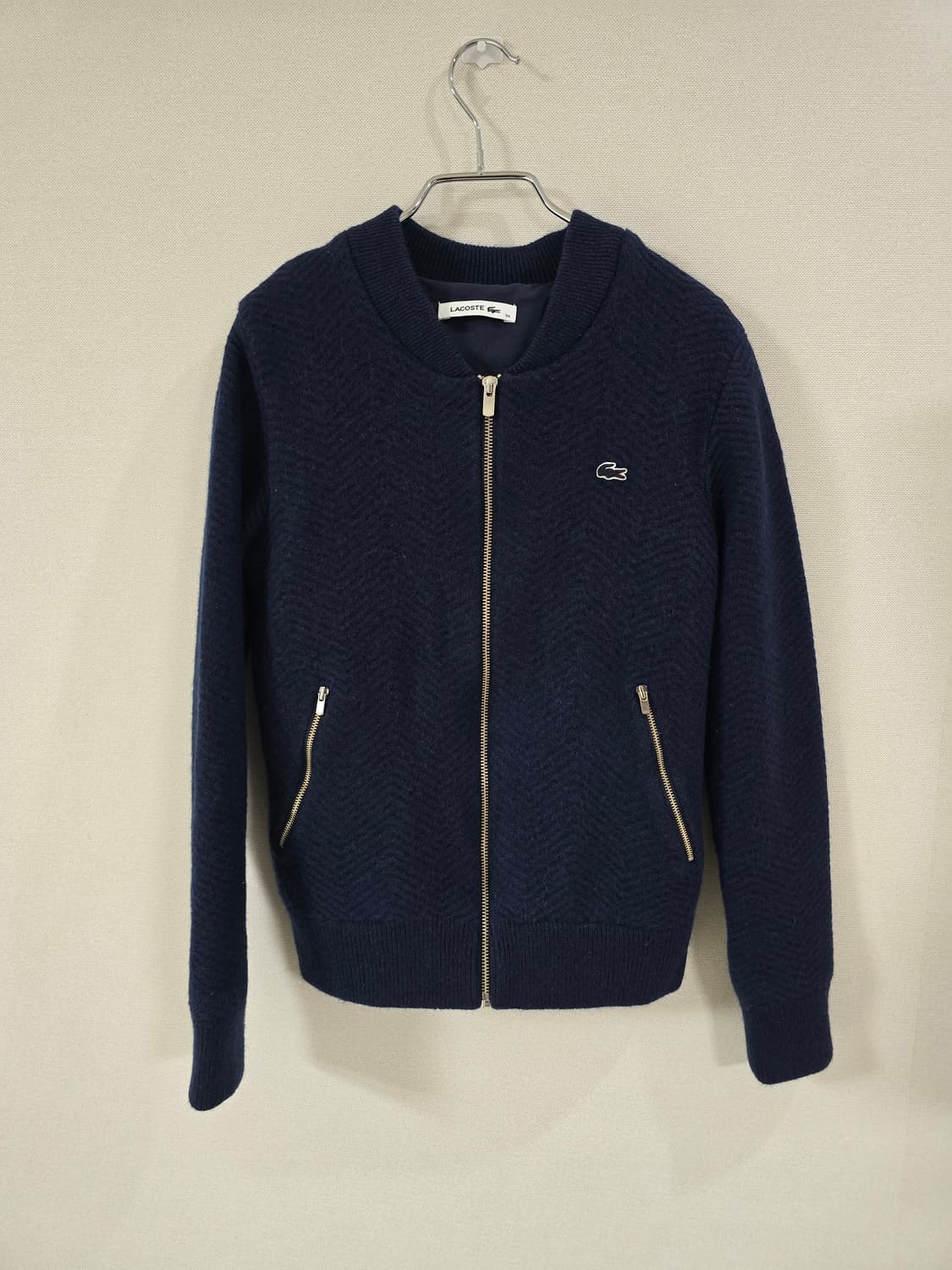 라코스테 헤링본 도톰 울혼방 니트 집업 가디건 상품이미지2