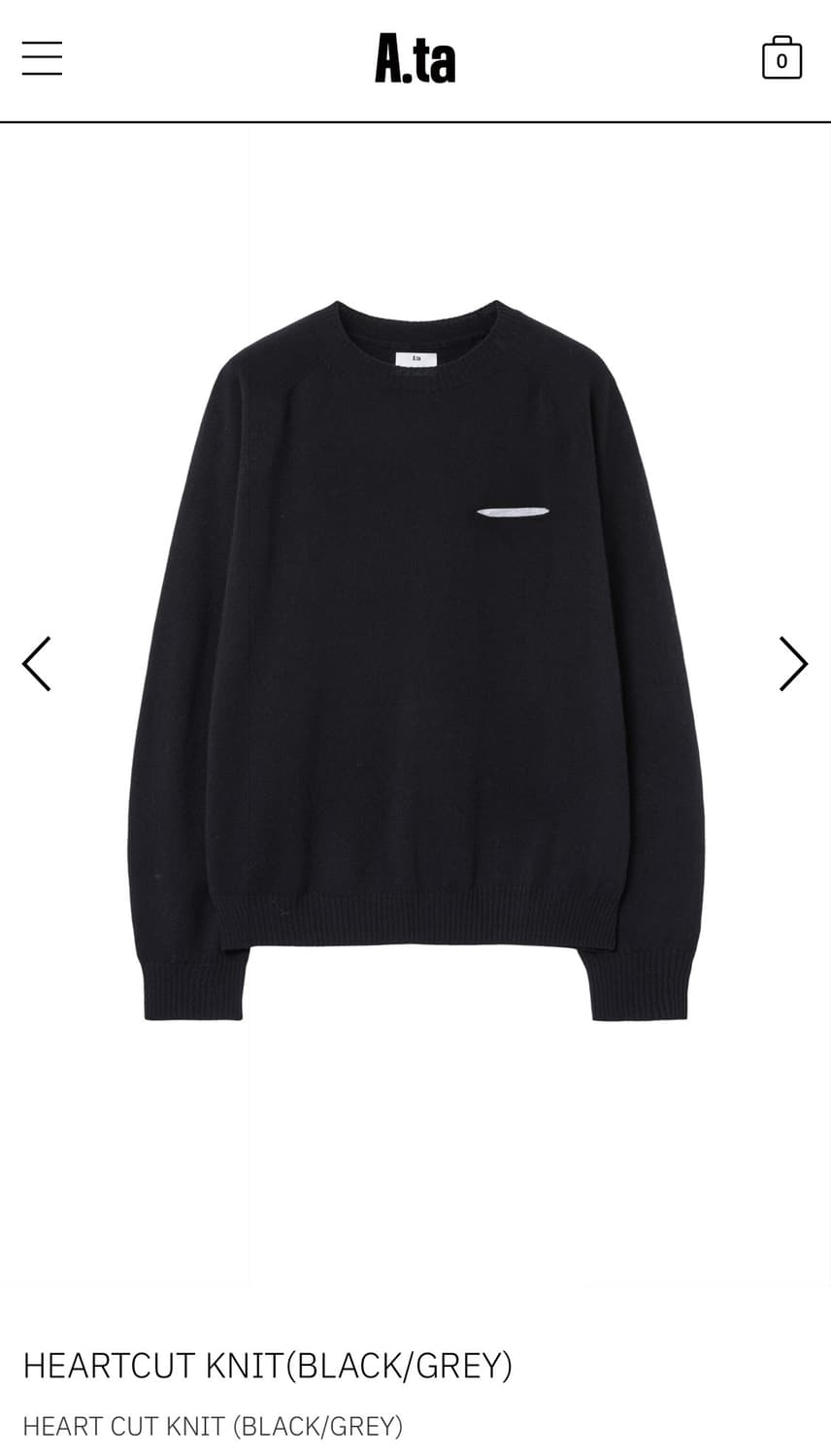 [m] a.ta 에이타 하트컷 니트(BLACK/GREY) 상품이미지1