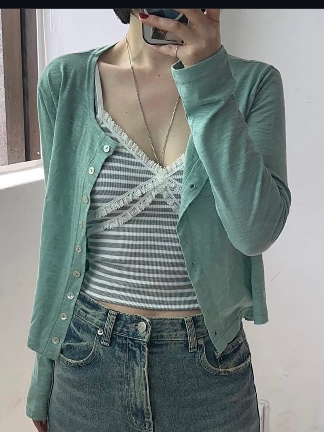 헤더먼트 썸머 가디건 민트 상품이미지1