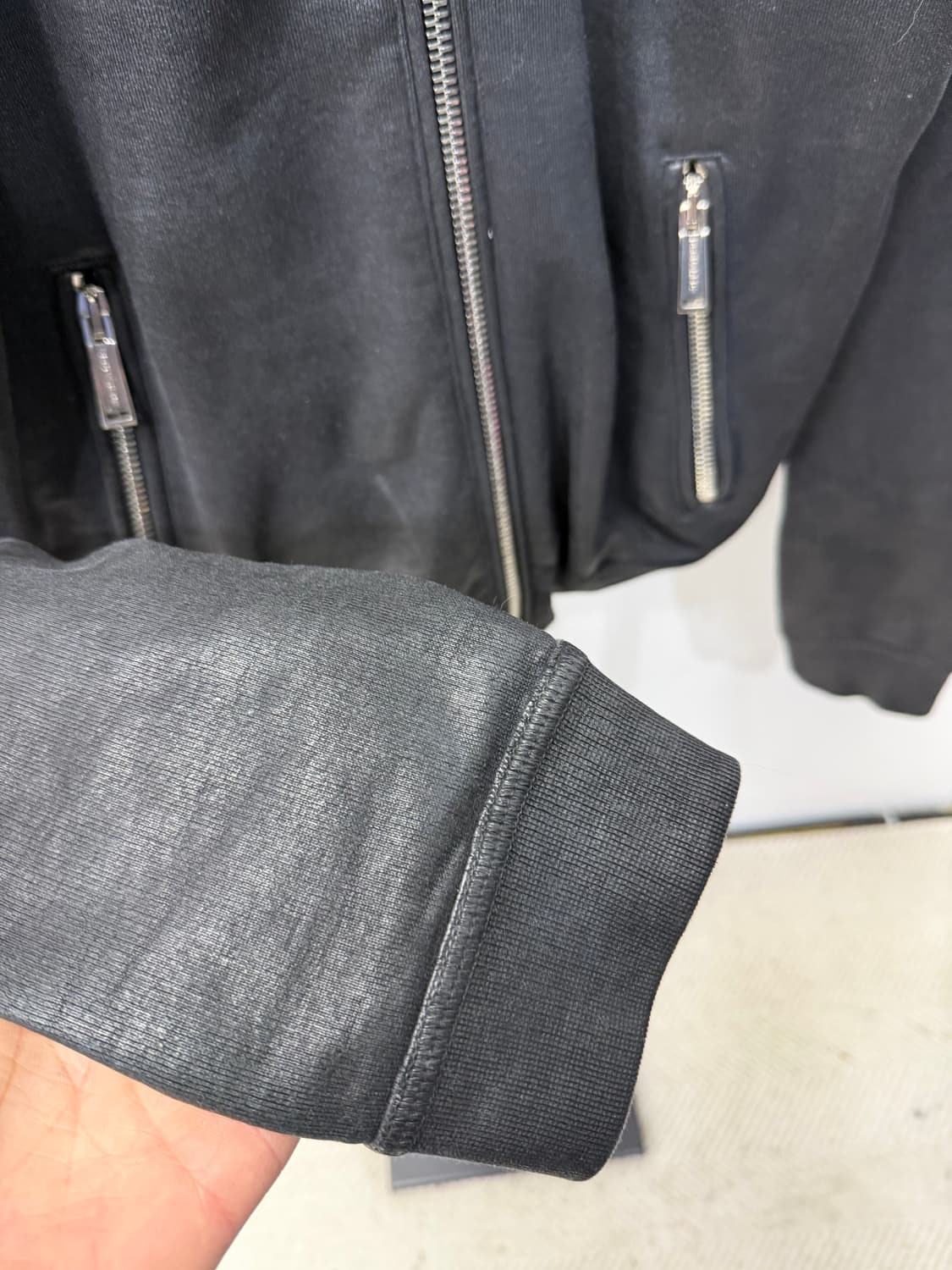 정품) 디스퀘어드2  블랙 코팅 라이더 자켓 XXL  상품이미지5