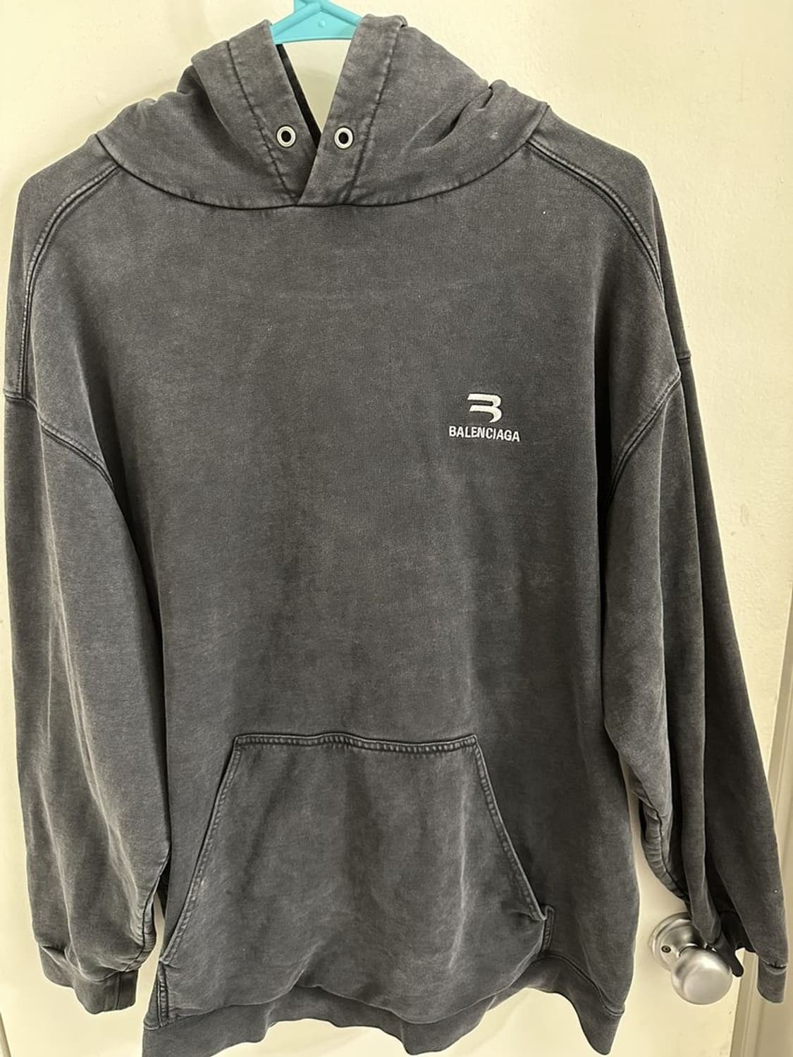 [정품] Balenciaga 워싱 오버핏 후드티 블랙 Xl 상품이미지1