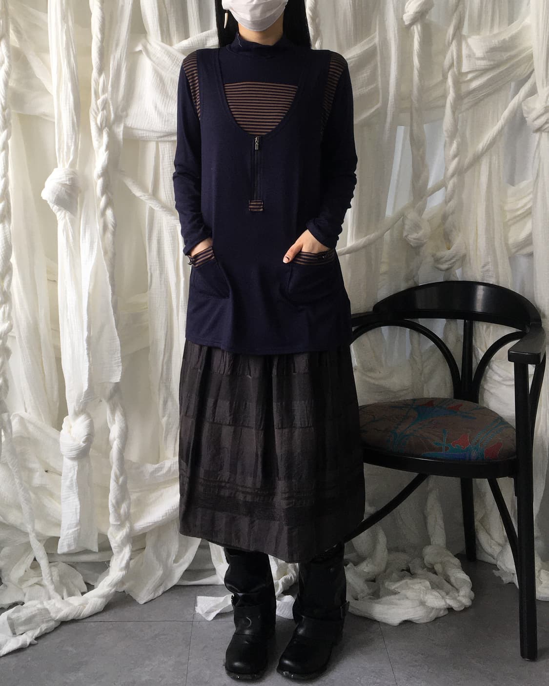 Reversible pattern glossy skirt 상품이미지6
