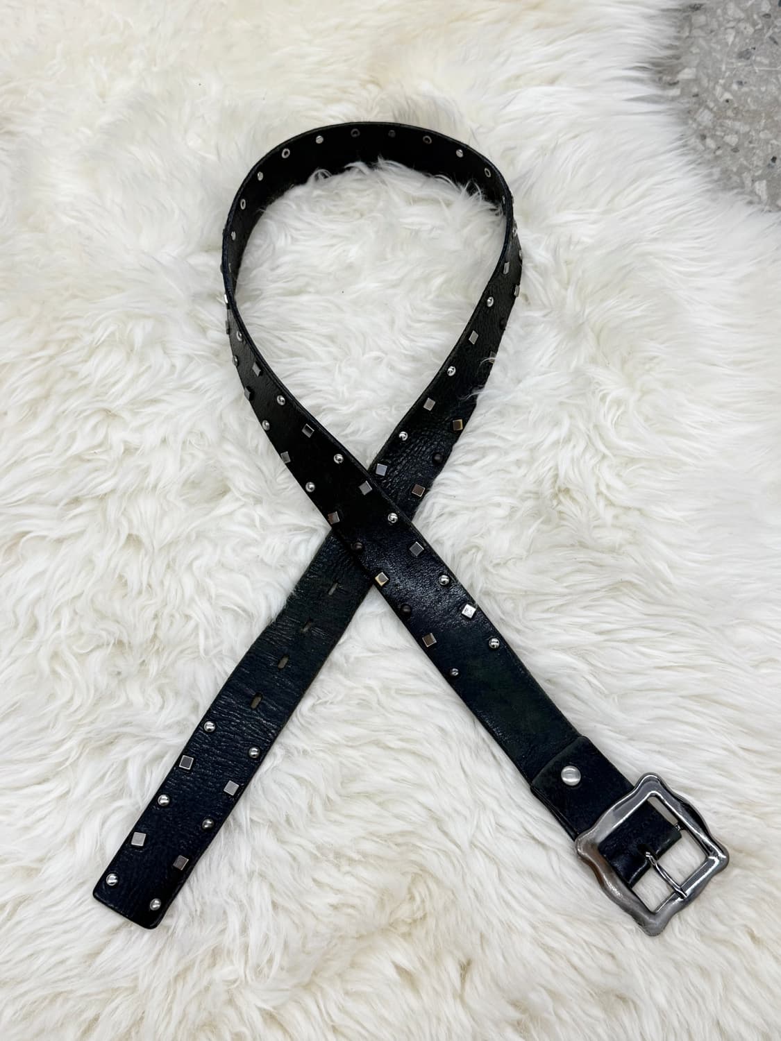 리얼레더 락시크 스터드 버클 벨트 상품이미지5