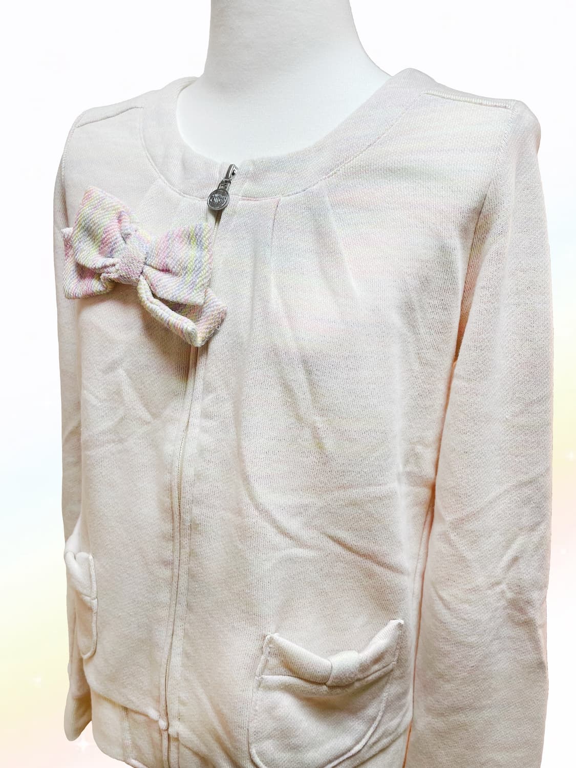 올리브데올리브 러블리 리본 포켓 무지개 집업 상품이미지2