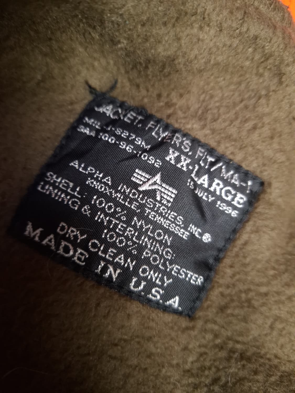 오리지날 90's 미국제조 알파사 MA-1 항공자켓 상품이미지4