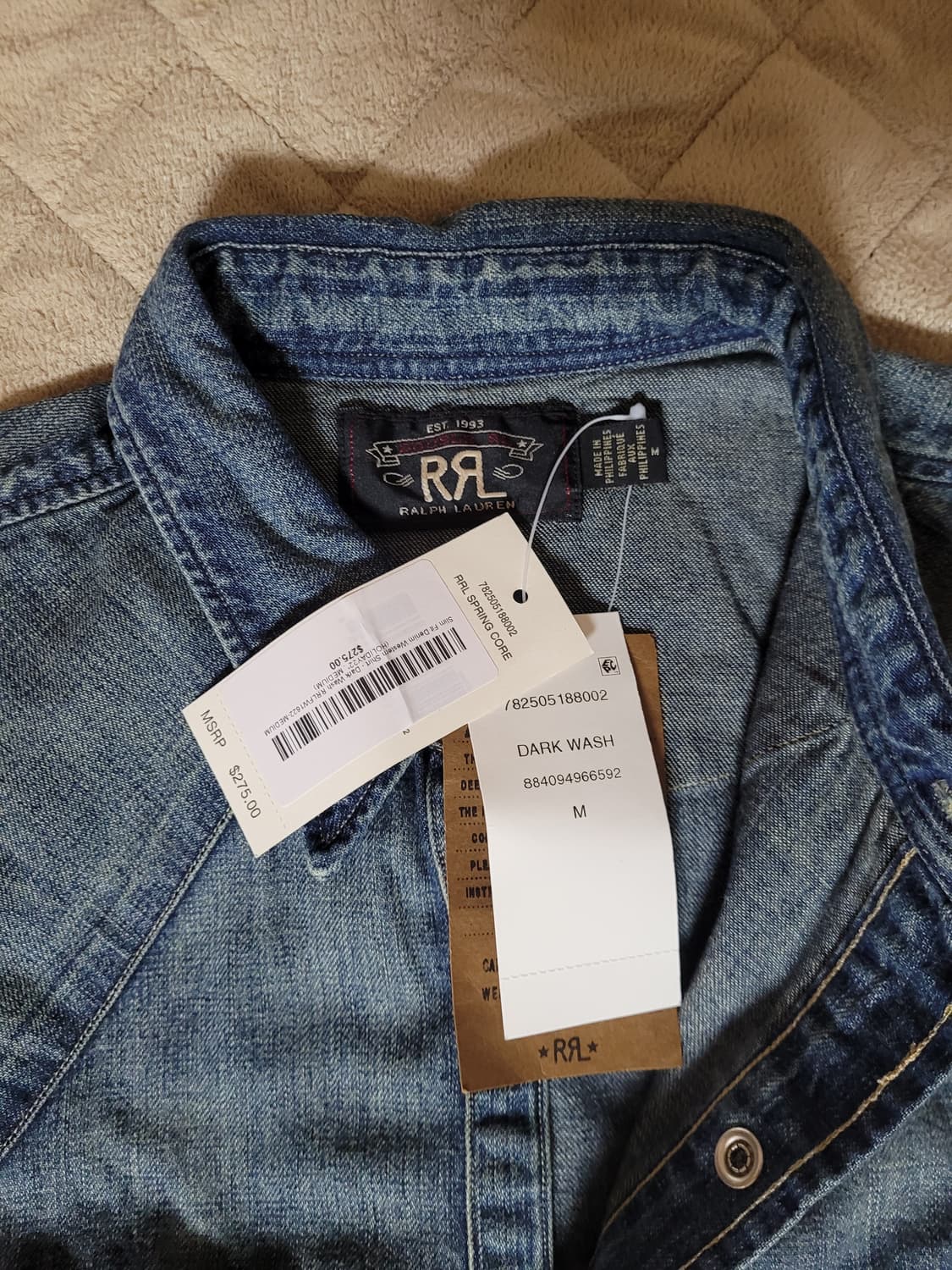 RRL 웨스턴 데님셔츠 다크워시 M 상품이미지3