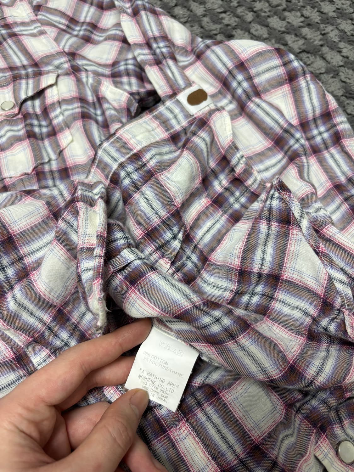 베이프 핑크 체크 웨스턴 셔츠 상품이미지5