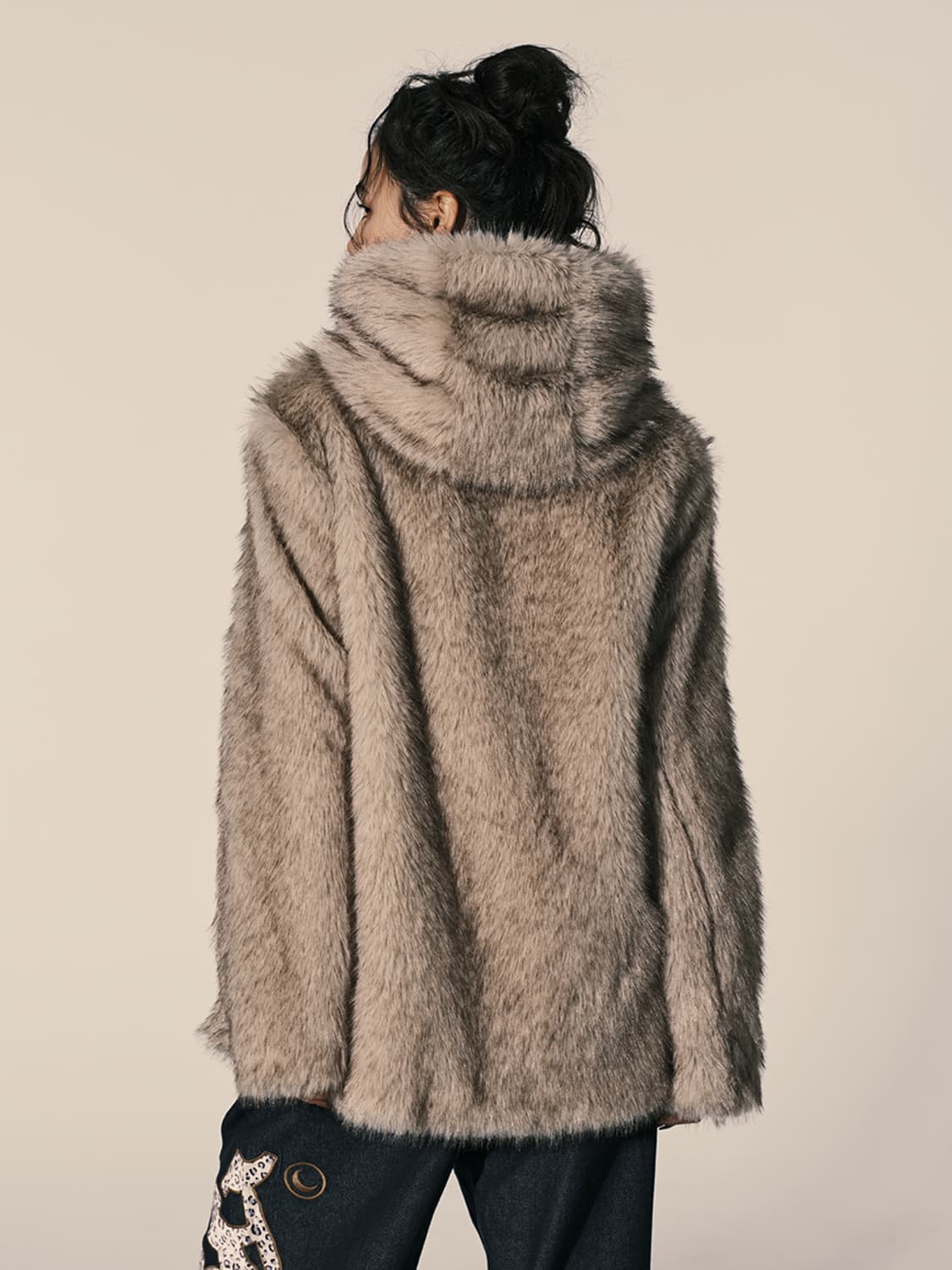 NYXX HOODED FUR COAT BEIGE 퍼 베이지 상품이미지3