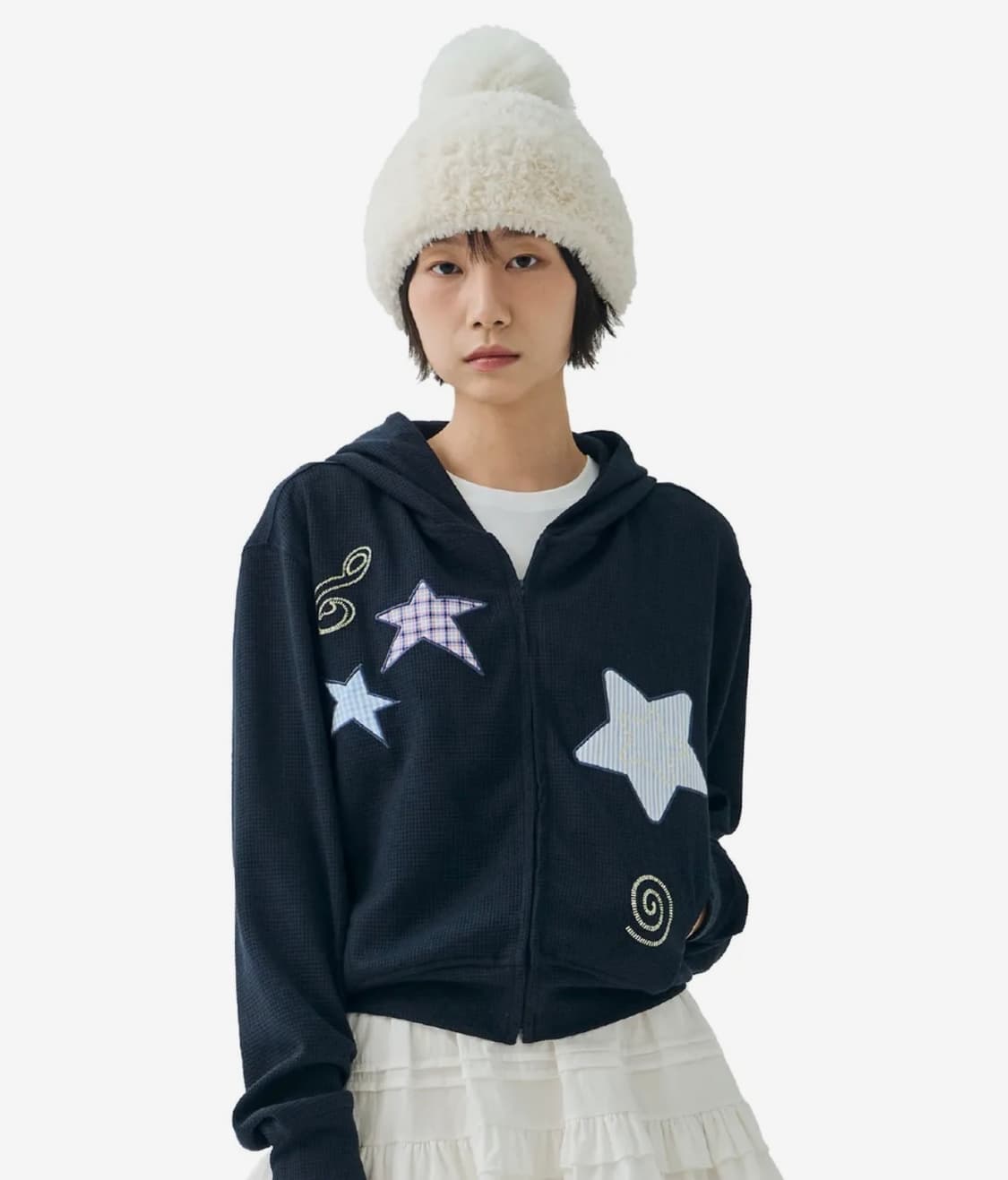 [FDR x HUHUEE] Waffle Applique Hood Zip 상품이미지1