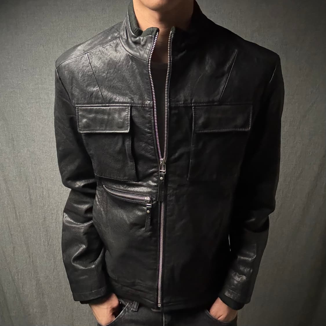 lamb skin pocket leather jacket 상품이미지2