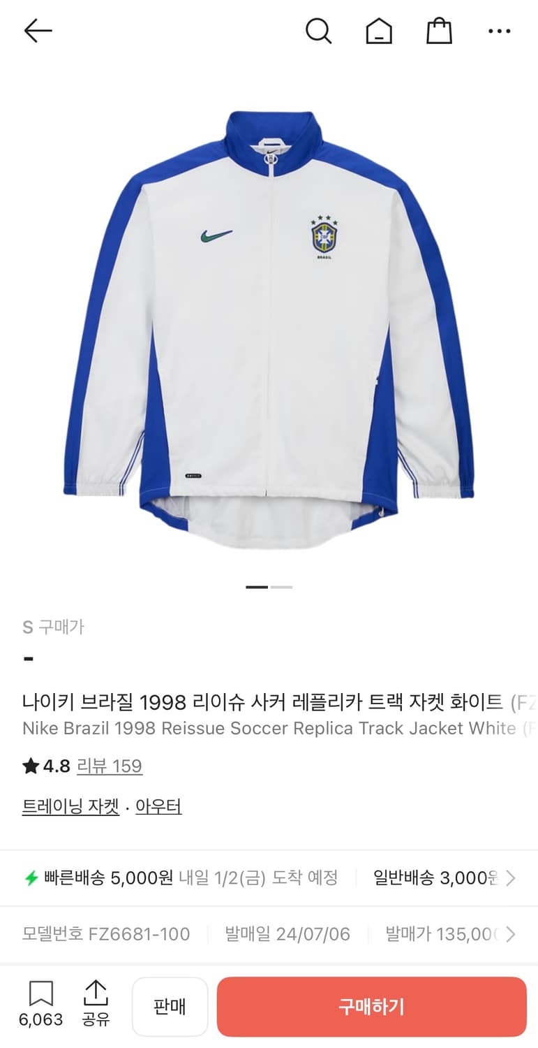 나이키 브라질 1998 리이슈 트랙 자켓 상품이미지1