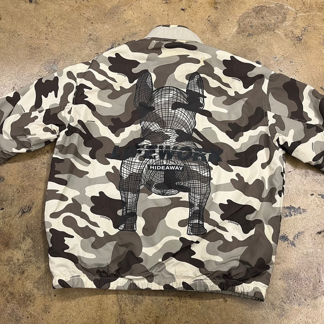 [정품/M] 라이프워크 강아지  바람막이 베이지 카모 양면 b19 상품이미지6