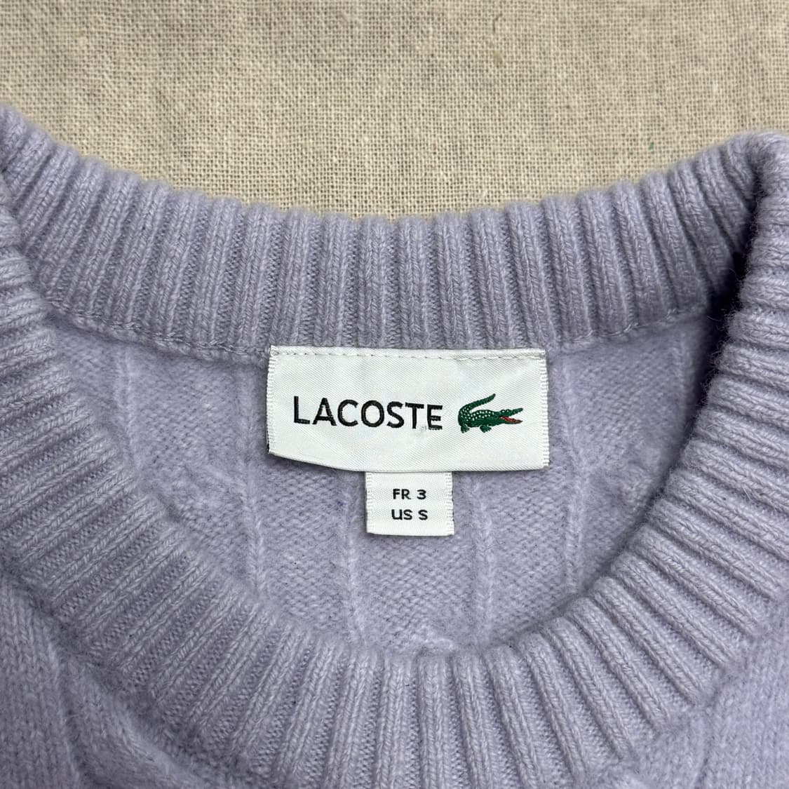 라코스테 캐시미어 라벤더 케이블 니트 S 상품이미지4