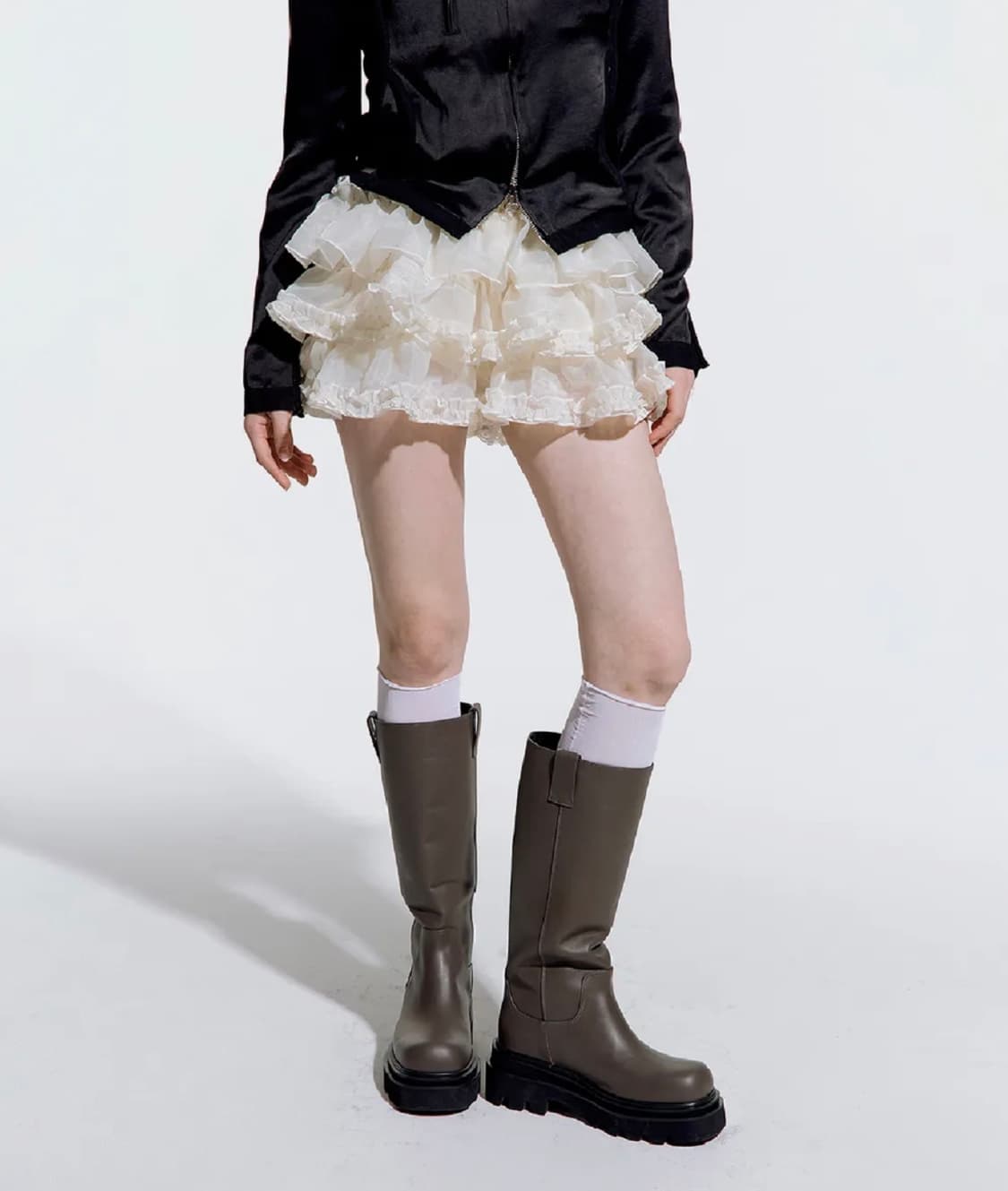 러프넥 튜튜 팬츠 스커트 크림 상품이미지2