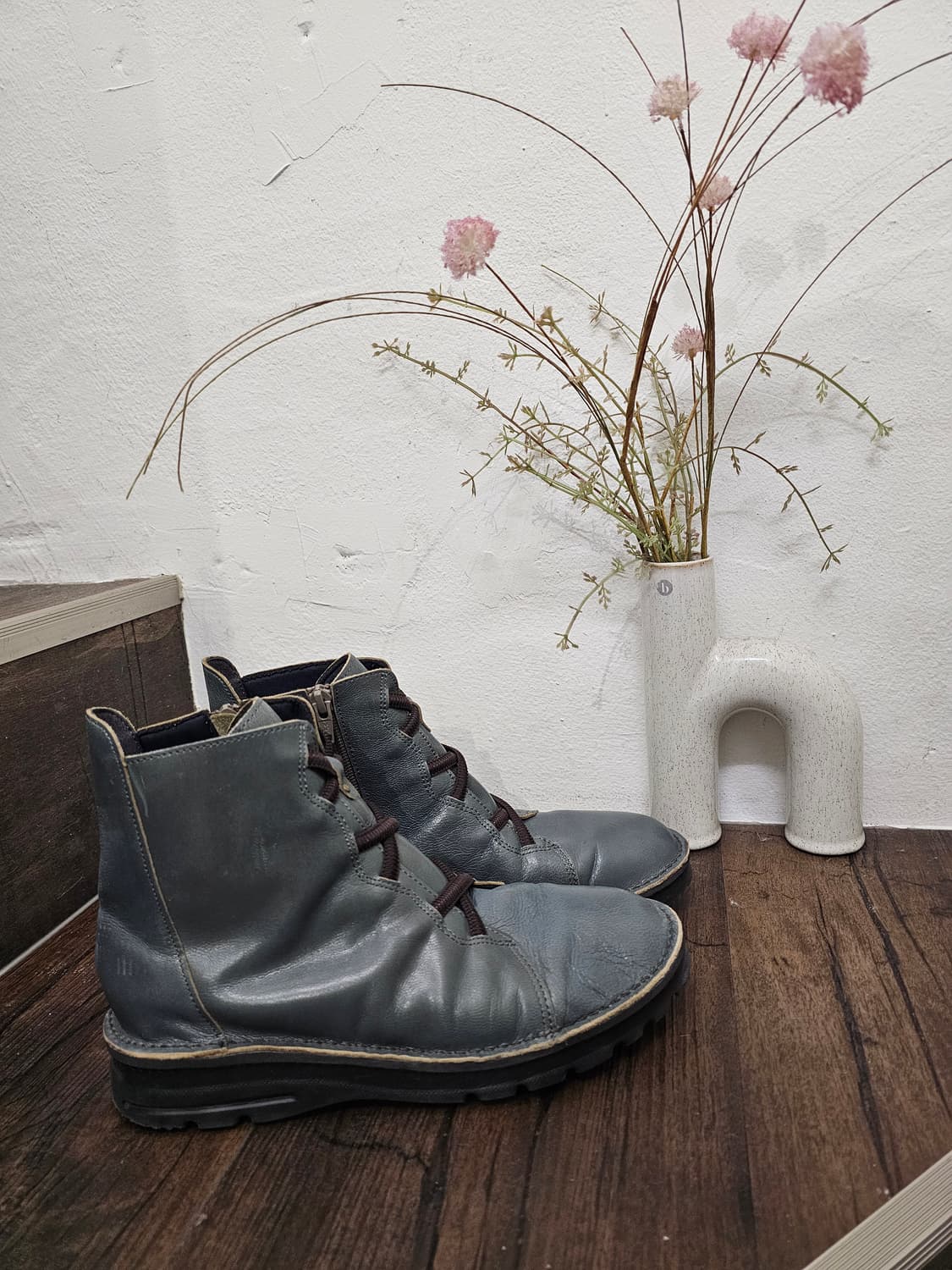 Charles&Keith 청록 레더 레이스업 숏부츠 상품이미지4