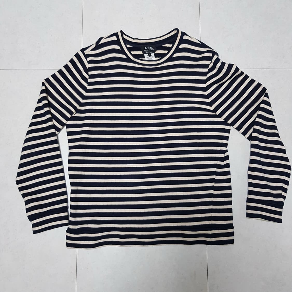 A.P.C. 네이비 스트라이프 긴팔니트 L 상품이미지1
