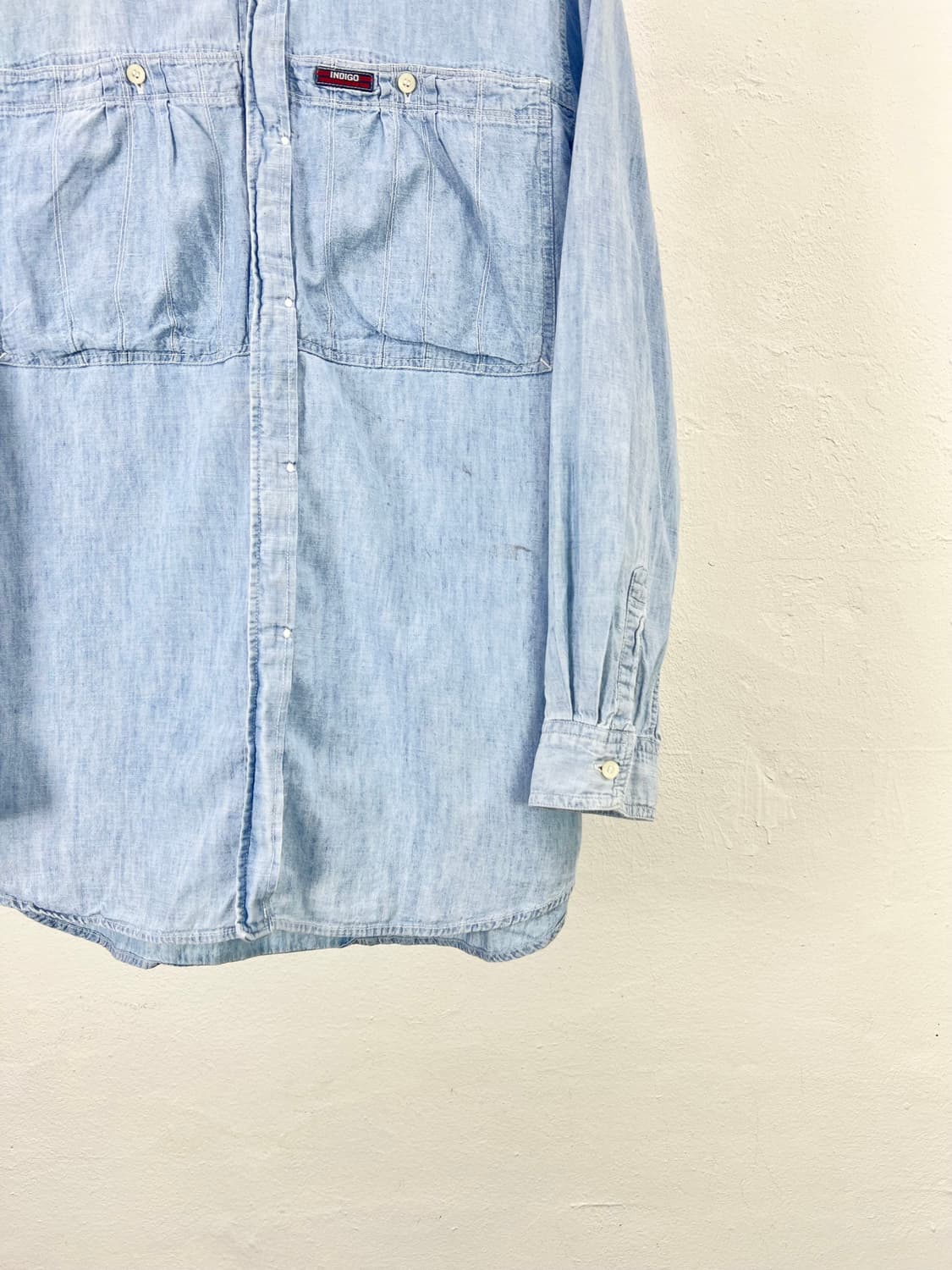 90s 하이 스포팅 기어 후드 데님 셔츠 상품이미지5