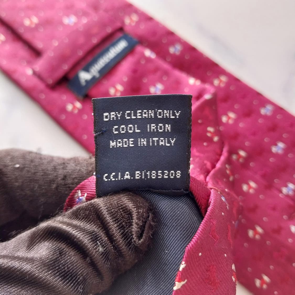 아쿠아스큐텀 실크 와인 자카드 패턴 넥타이 9cm A+등급 k1735 상품이미지10