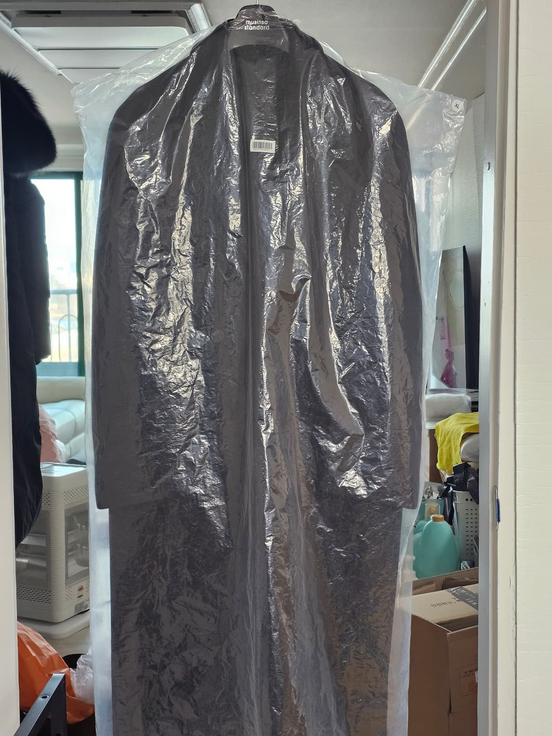 무탠다드 캐시미어 블렌드 대디 숄더 더블 롱 코트 XL 상품이미지7