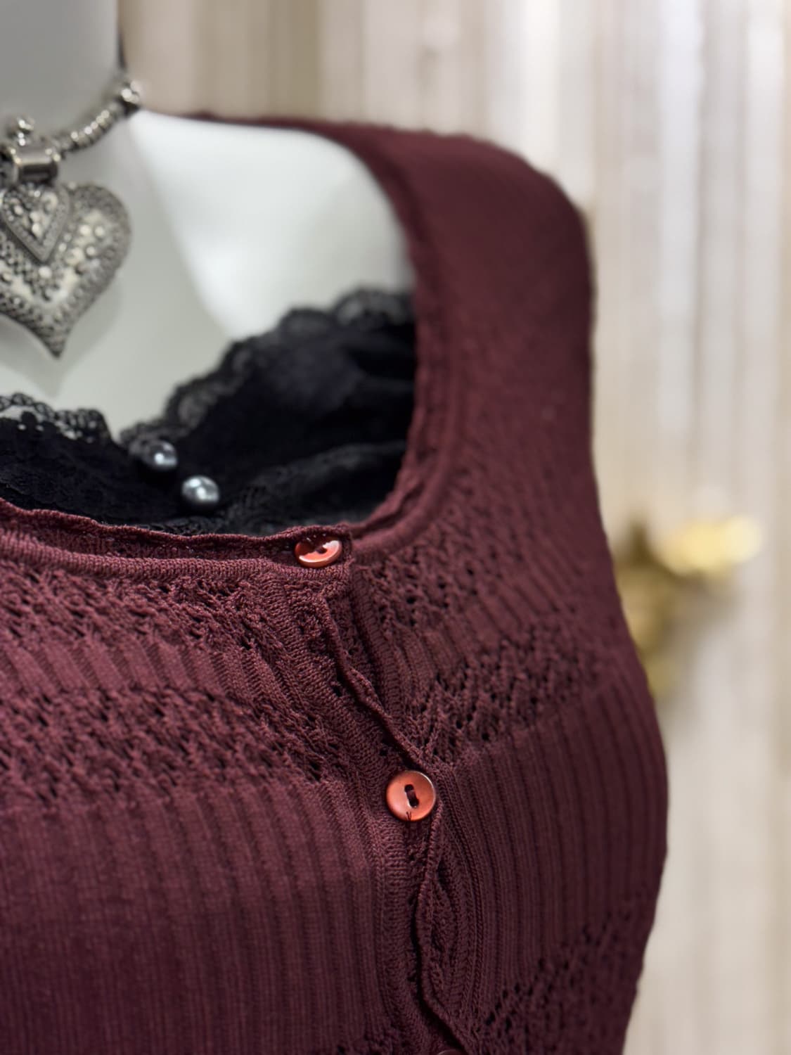 Burgundy Crochet Cardigan 0068 상품이미지4
