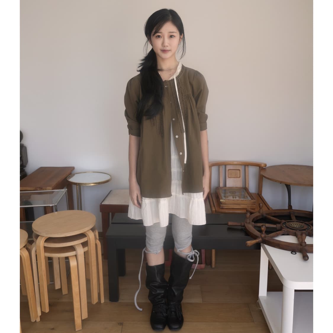 인앤양인하모니 모모 블라우스 카키 상품이미지6