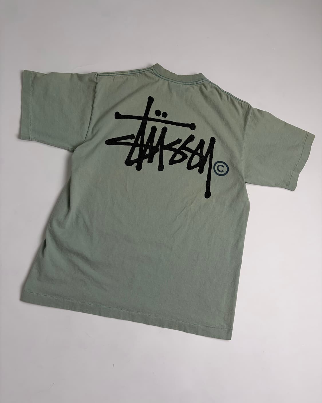 90s Stussy Big Logo Tee (sage green) 상품이미지2