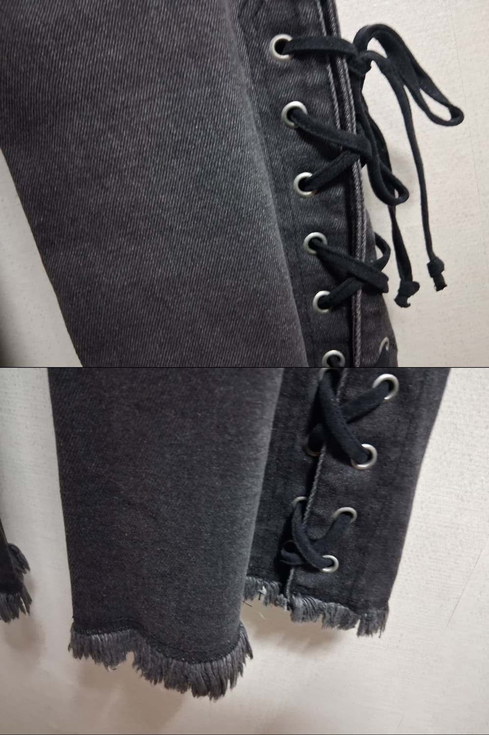 일본구제 SPREAD 블랙레이스업 부츠컷 데님팬츠 블랙 25 상품이미지6