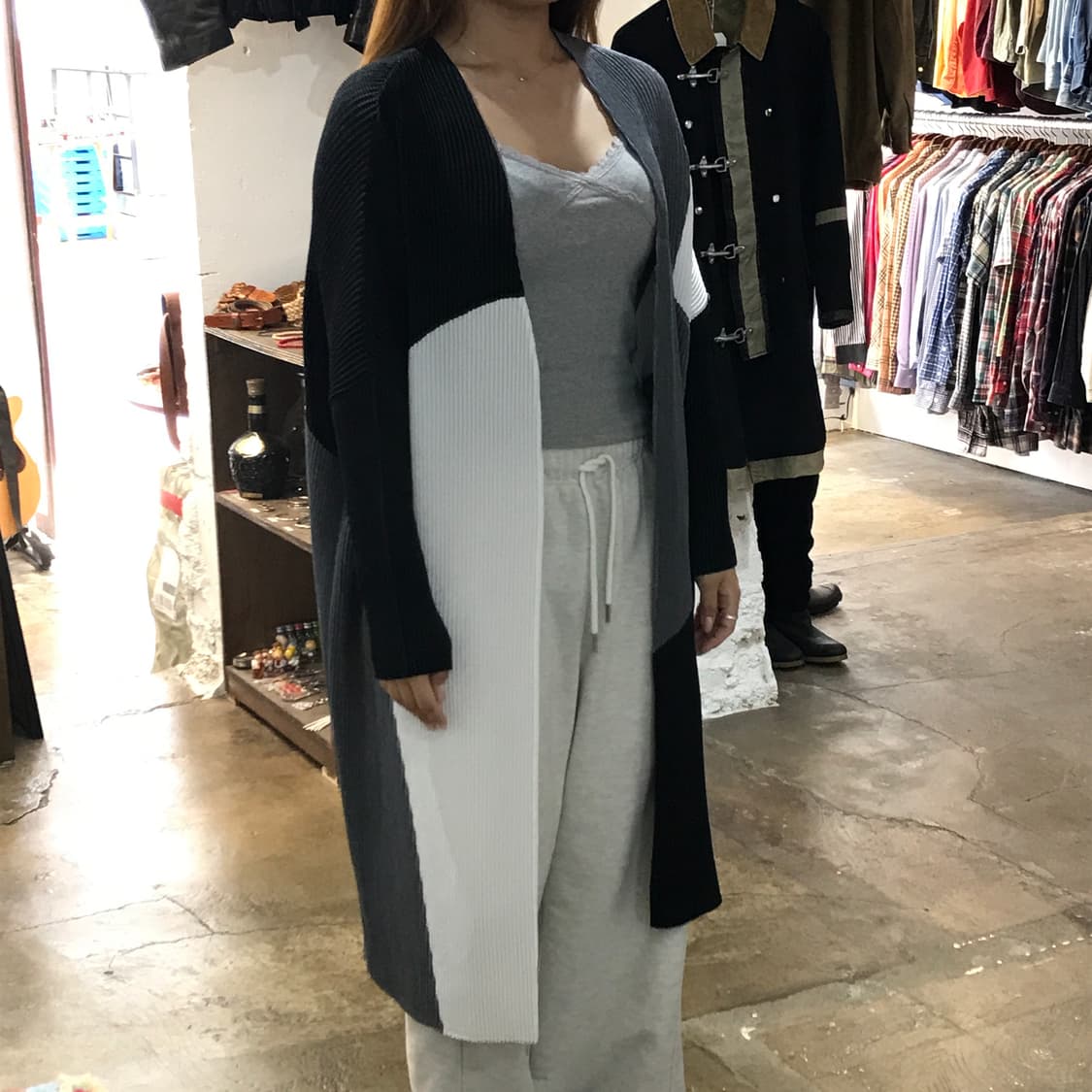 Japan 스피치오 컬러링 플리츠 롱 로브 가디건 여성 프리사이즈 상품이미지1