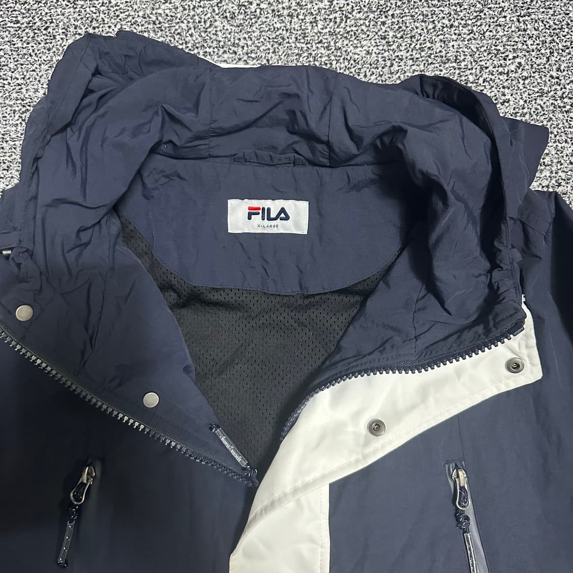 (110~115추천) 휠라 네이비 바람막이 후드 자켓 상품이미지2