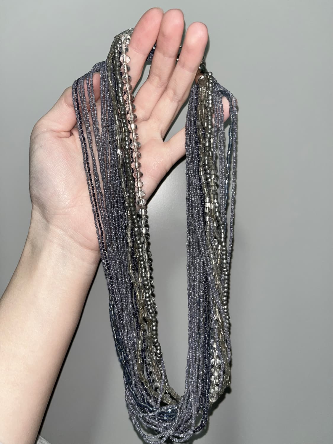 실버블루 비즈 목걸이 상품이미지1