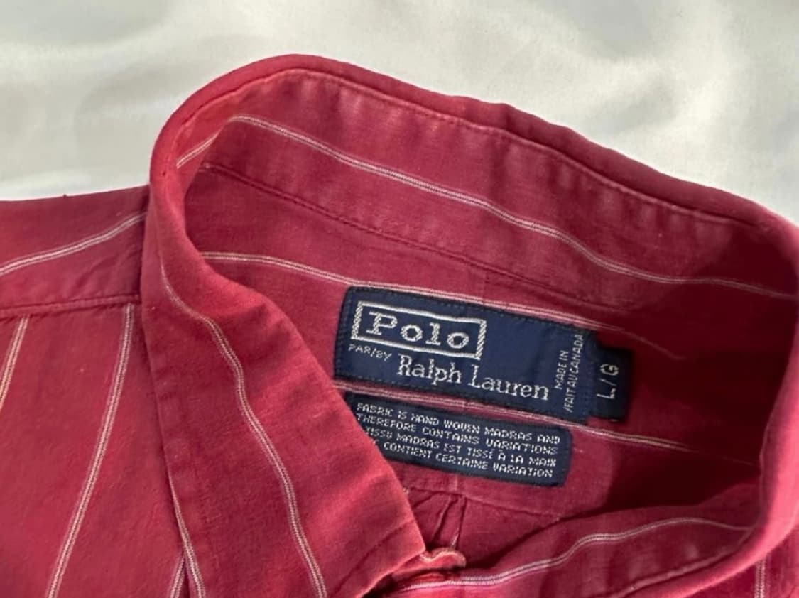 폴로 버건디 스트라이프 반팔 셔츠 상품이미지5