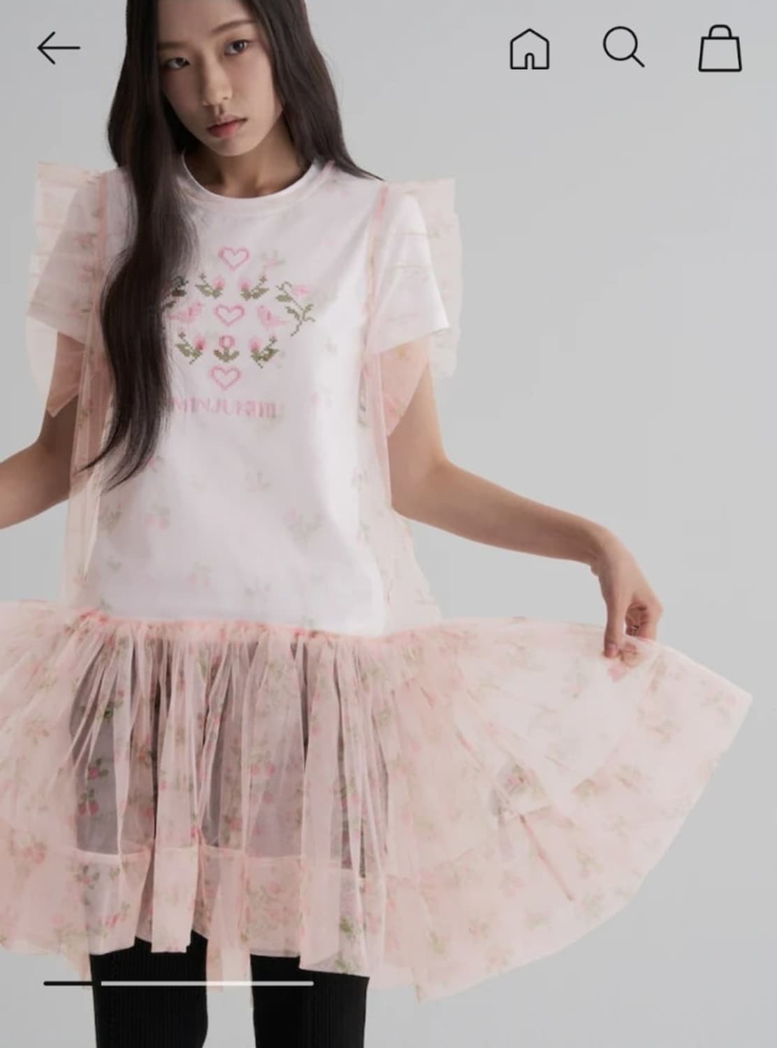 민주킴 에잇세컨즈 시스루 프릴 원피스 상품이미지3