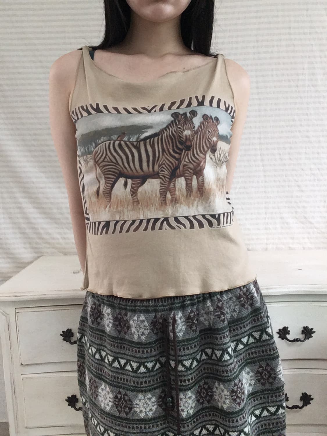 jpn vintage beige animal printing sleeve 상품이미지4