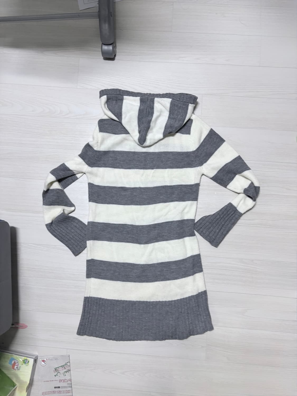 스트라이프 후드 니트 원피스 상품이미지2