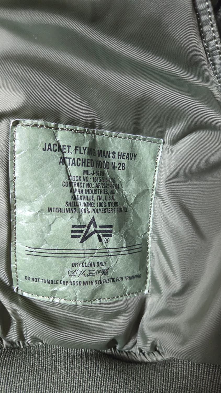 알파 인더스트리 N-2B 플라이트 자켓 상품이미지8