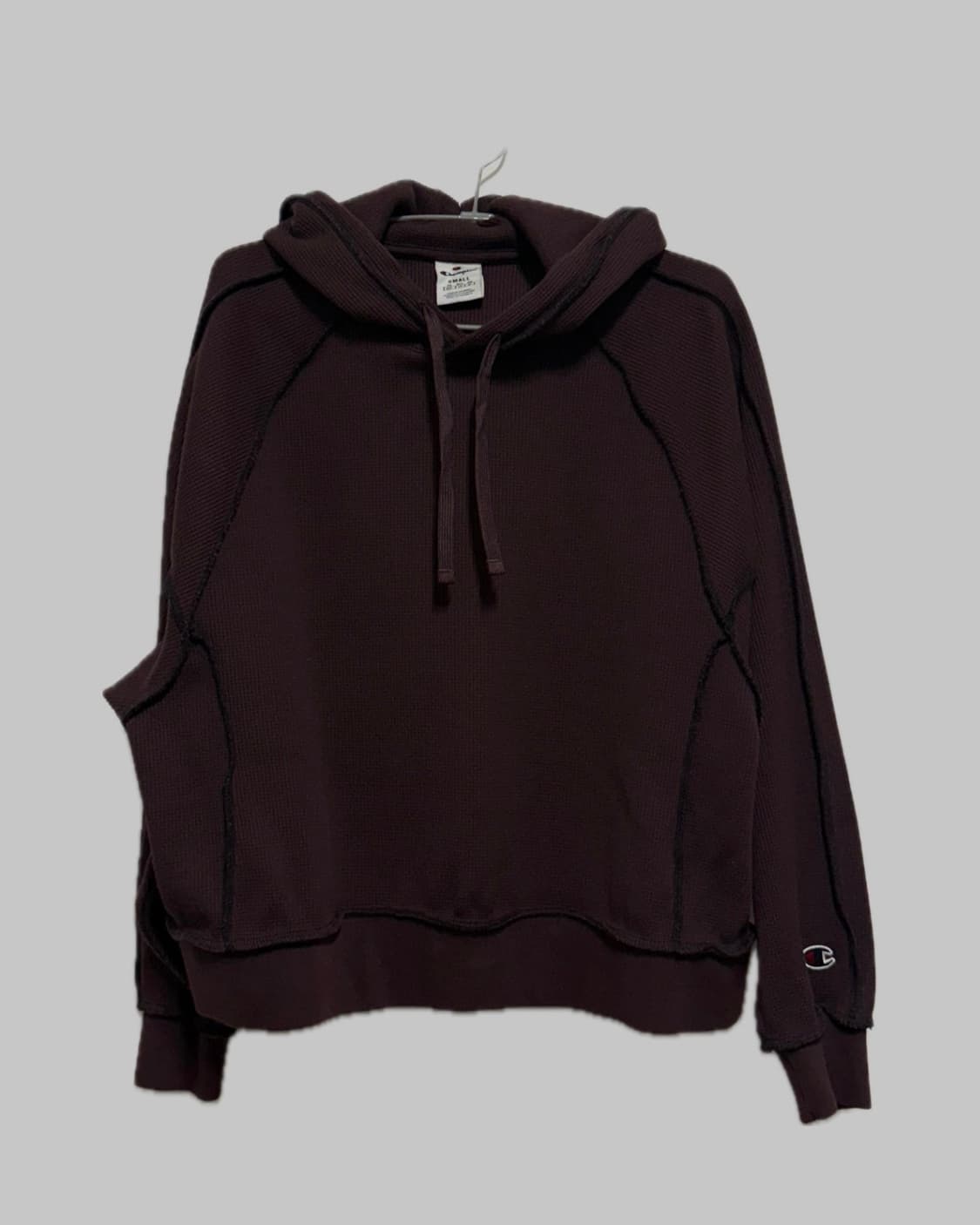 챔피온 세미 크롭 와플 후드 티셔츠 상품이미지1