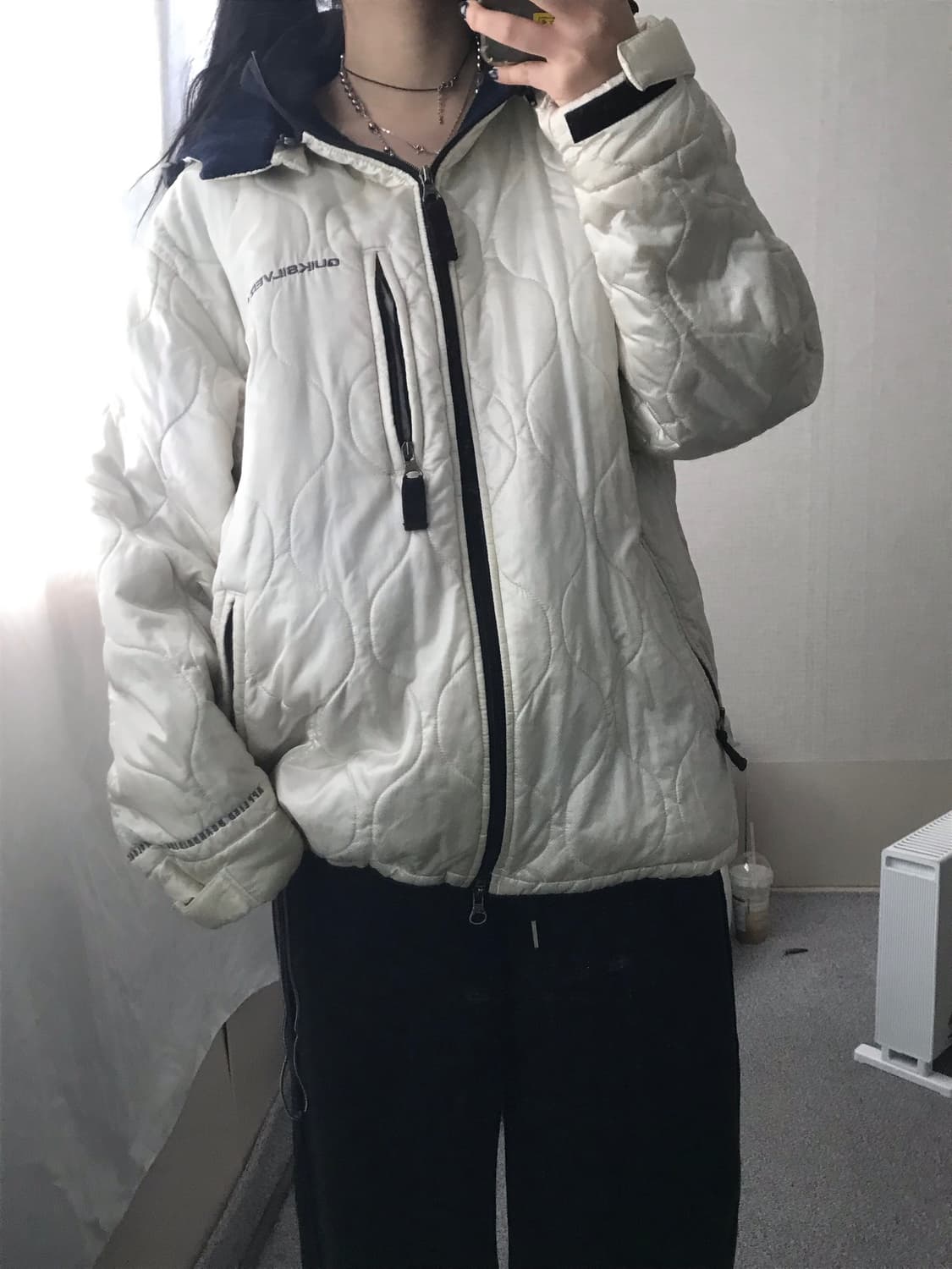 퀵실버 00s 아이보리 누빔 후드 패딩 상품이미지7