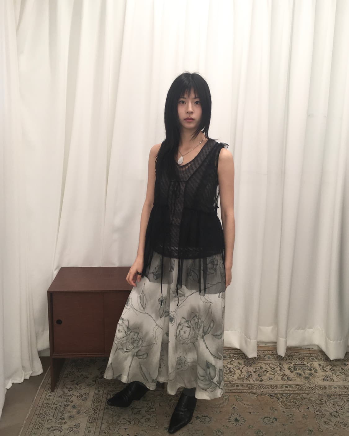 블랙 시스루 프릴 베스트 상품이미지2