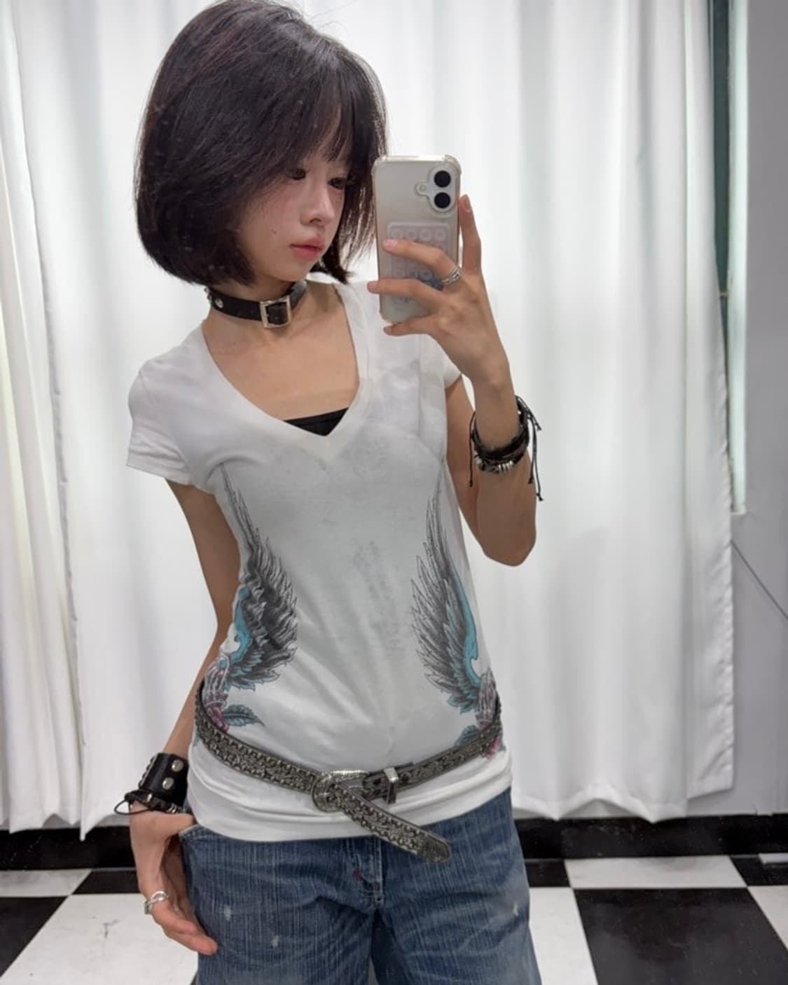 🎸화이트 날개 프린팅 티셔츠🎸 상품이미지2