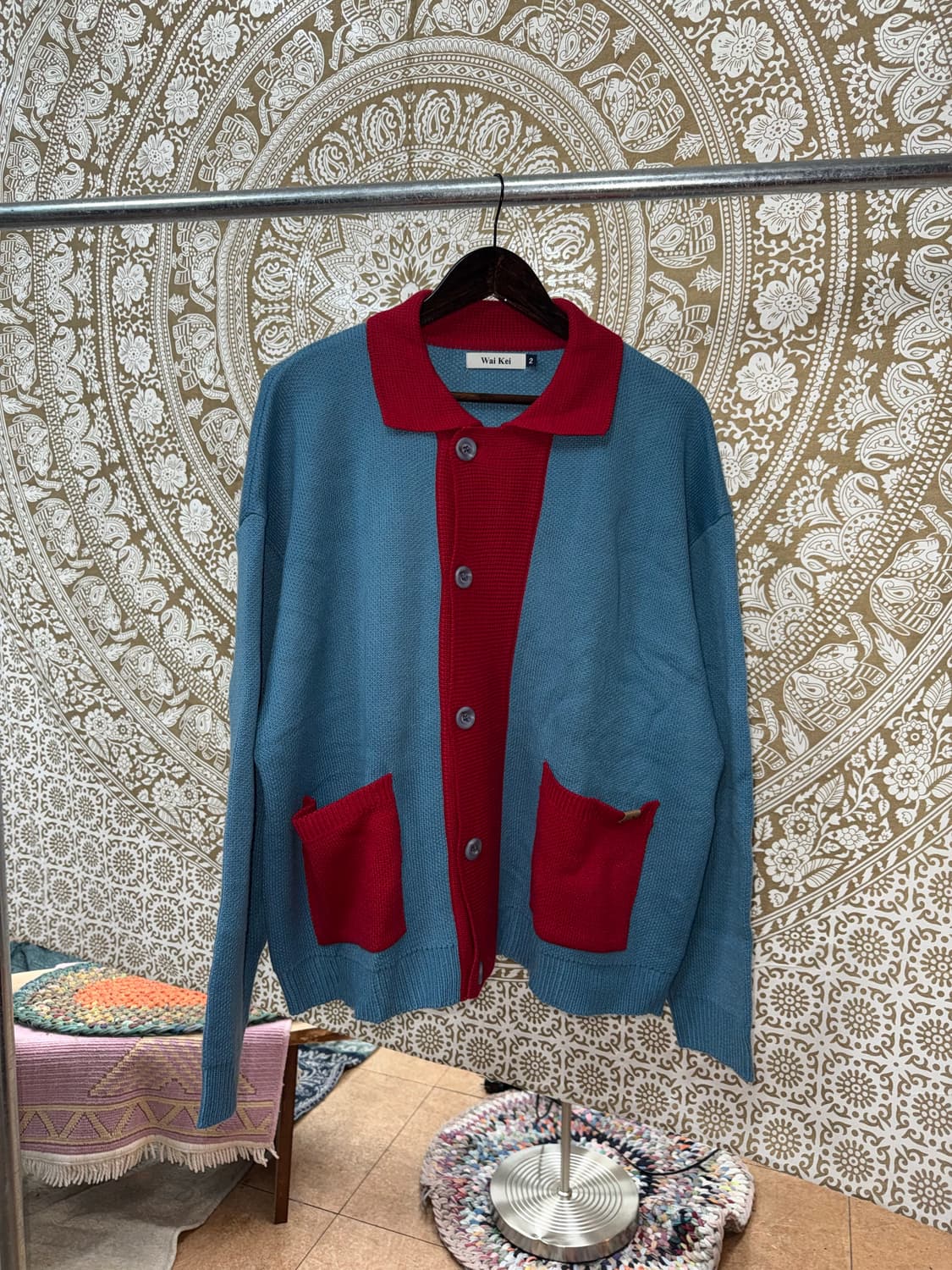 WAI KEI 투톤 배색 니트 가디건  상품이미지3