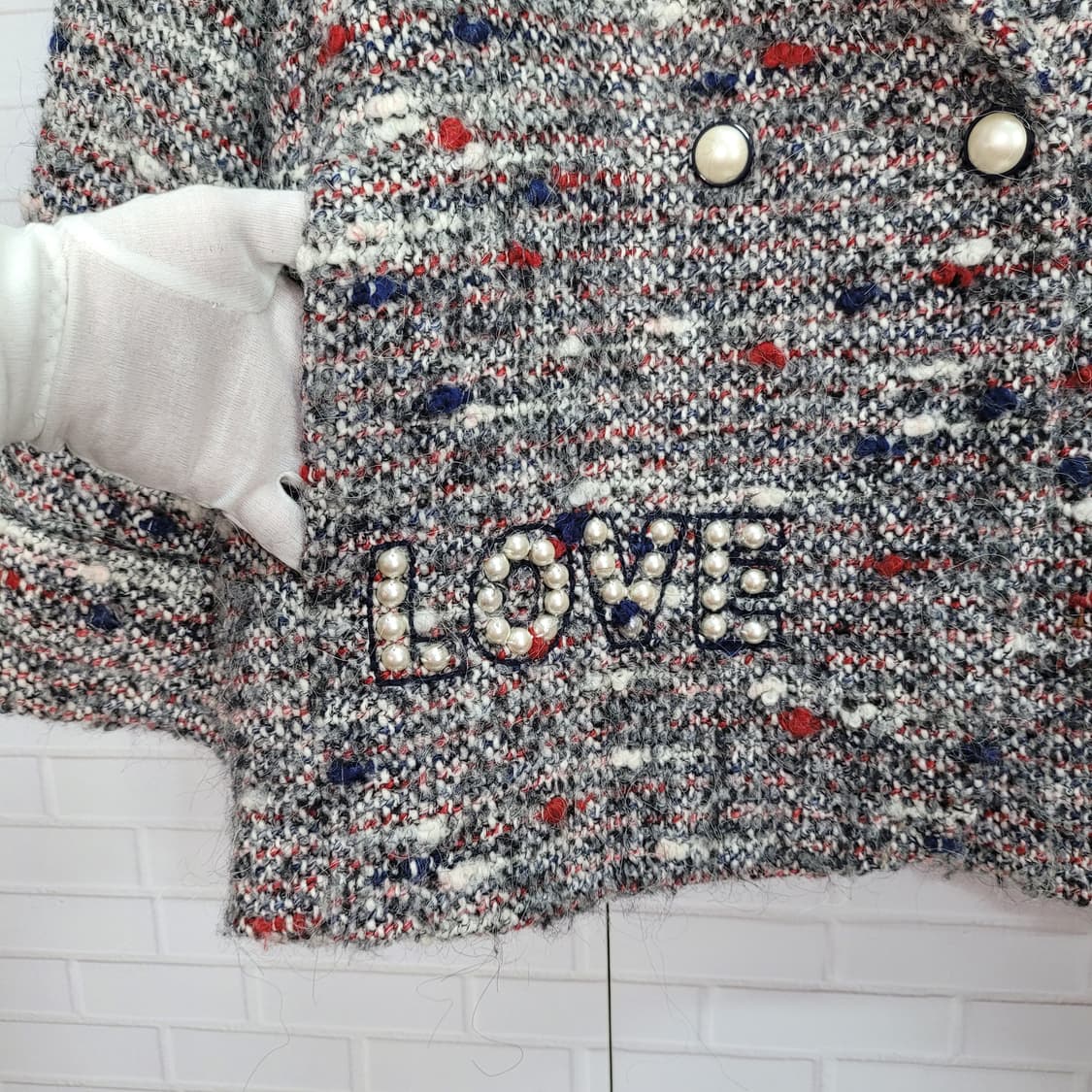 한섬 오즈세컨 트위드 진주 자켓 1사이즈 상품이미지4