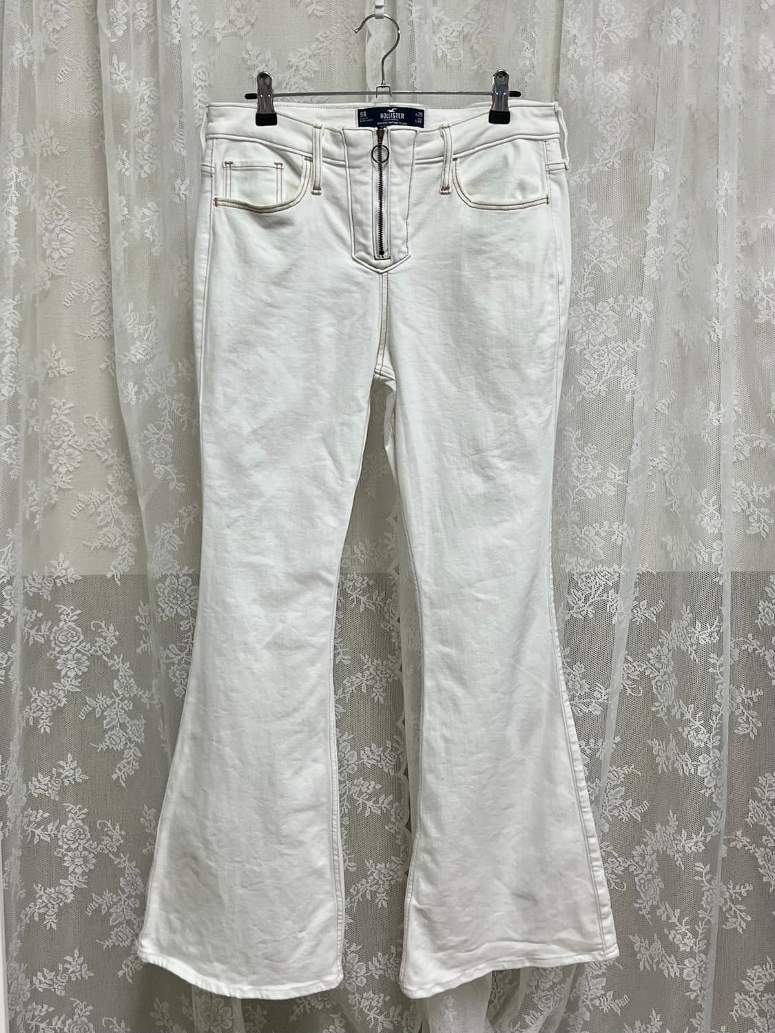29) 홀리스터 하이라이즈 플레어 부츠컷 팬츠 아이보리 상품이미지1