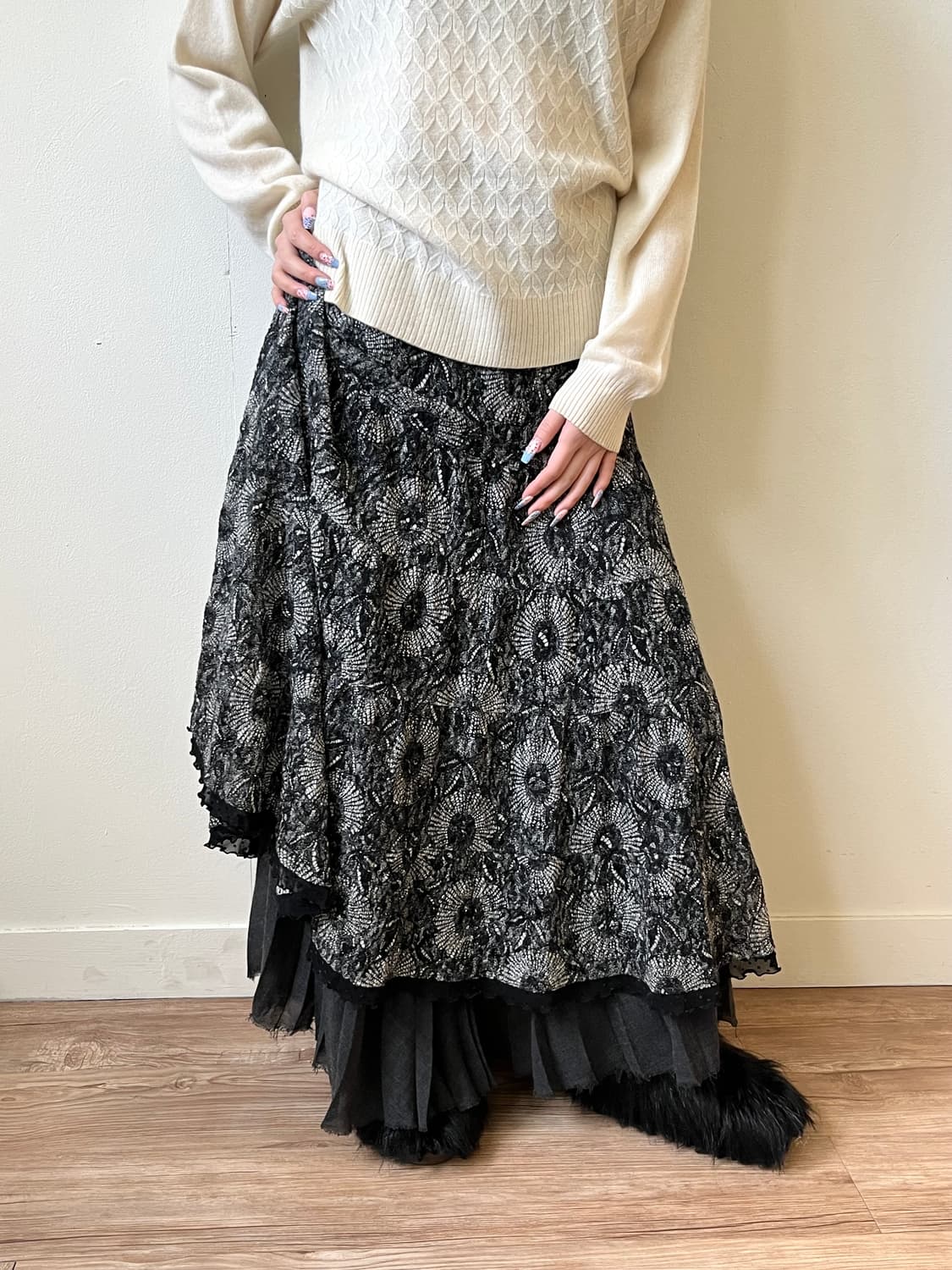 japan vtg 시스루 레이스 스커트 상품이미지4