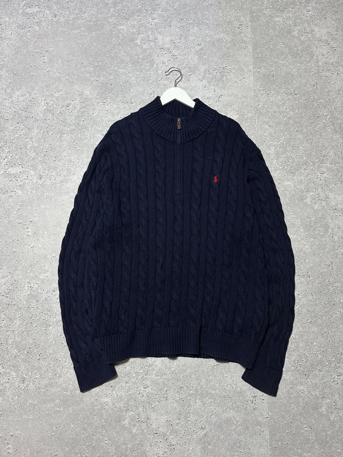 폴로 랄프로렌 네이비 케이블 반집업 니트 상품이미지1